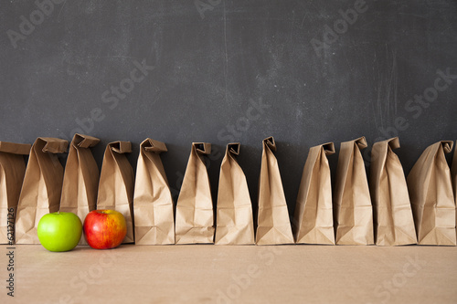 Cuadros en Lienzo Marrón bolsa de almuerzo de la escuela