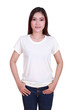 © geargodz - young beautiful female with blank t-shirt