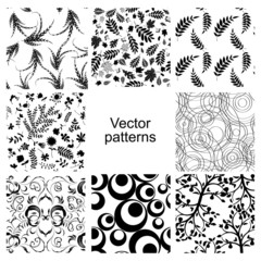 Wall Mural - Set of 8 black seamless patterns for your design