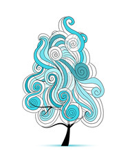 Wall Mural - Abstract wavy tree for your design