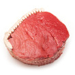 Topside of beef joint isolated on a white studio background.