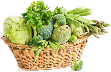 Wall Mural - Basket with green vegetables