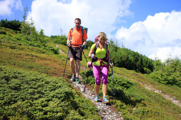 summer hiking in the mountains.