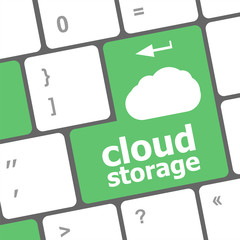 Poster - cloud storage words concept on button of the keyboard