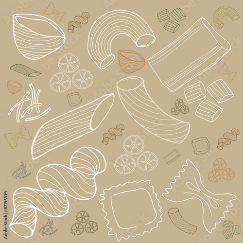 Fototapeta dla dzieci Pasta collection drawings vector set