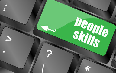 Poster - people skills words, message on enter key of keyboard