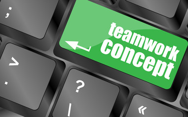 Poster - cloud icon with teamwork concept word on computer keyboard key