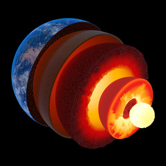 Wall Mural - Earth core structure to scale - isolated