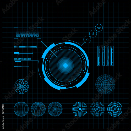 Fotografía HUD and GUI set. Futuristic User Interface.
