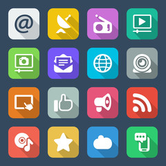 Wall Mural - media flat colors iconset 2