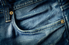 Detail Of Blue Jeans Pocket In Vintage Style