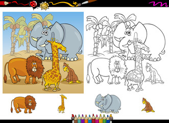 african animals coloring page set