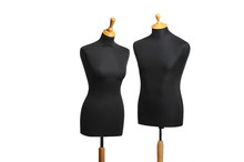 Male And Female Unclothed Mannequin Torso Template Isolated On W