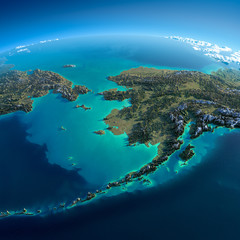 Wall Mural - Detailed Earth. Chukotka, Alaska and the Bering Strait