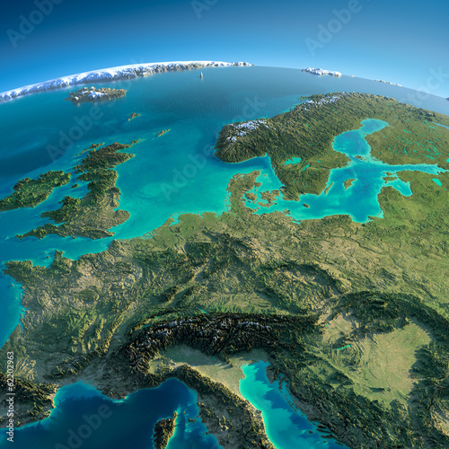 Fototapeta dla dzieci Detailed Earth. Central Europe