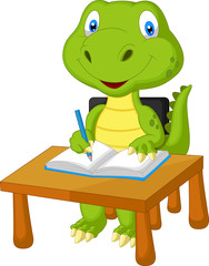 Poster - Cute dinosaur studying