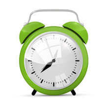 Green Alarm Clock Illustration Isolated On White Background