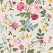 © OlgaKorneeva - Seamless vector pattern with Victorian bouquet