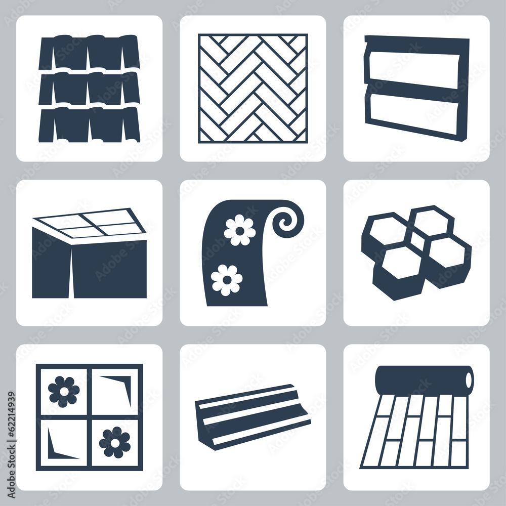 Vector building materials icons set Stock Vector | Adobe Stock