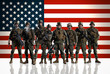 © bptu - Soldiers against the background of the American/USA flag.