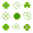 Set of clovers with four and three leaves