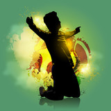 Fototapeta  - soccer player goal colorful background