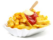 Pommes Frites mit Ketchup und Mayonnaise