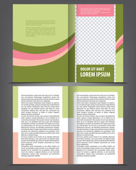 Vector empty bi-fold brochure print template design