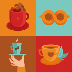 Poster - Vector coffee concepts and signs in flat style