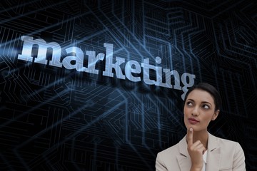 Poster - Marketing against futuristic black and blue background