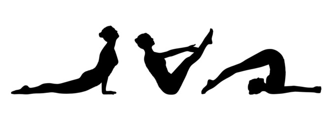 Wall Mural - woman practicing yoga silhouettes set 4