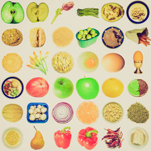 Retro Look Food Collage Isolated