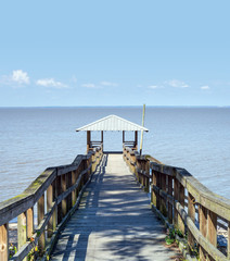 Scenic Old Wooden Fishing and Swimming Pier