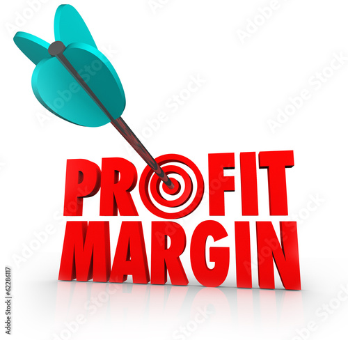 Fotografie, Obraz Profit Margin Arrow in Target Competing Business Growth Money In