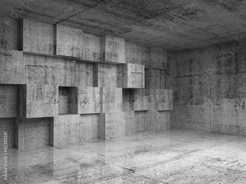 Obraz w ramie Abstract concrete 3d interior with decoration cubes on the wall