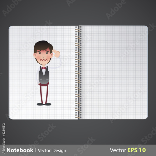 Fotografie, Tablou Man commits suicide printed in notebook. Vector design
