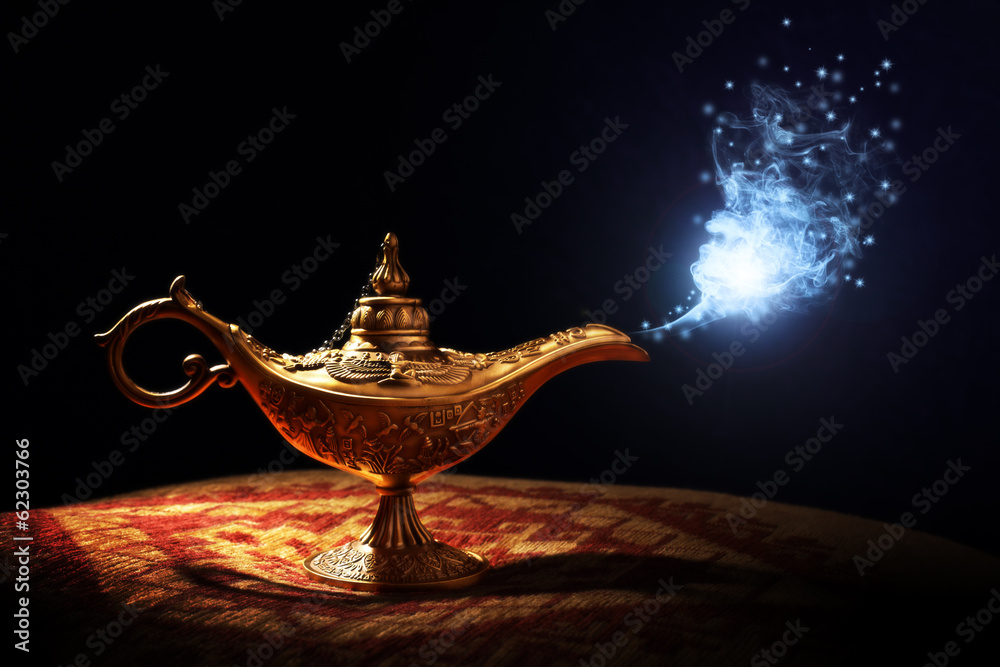 Magic Aladdins Genie lamp - obrazy, fototapety, plakaty 
