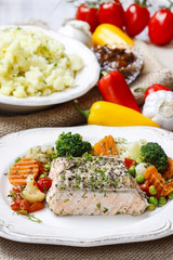 Poster - Salmon with herbs and vegetables