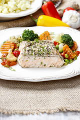 Sticker - Salmon with herbs and vegetables