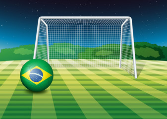 A soccer ball with the flag of Brazil