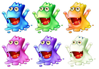 Sticker - Six colorful monsters