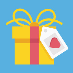 Poster - Vector Gift Box and Label with Heart Shape Icon