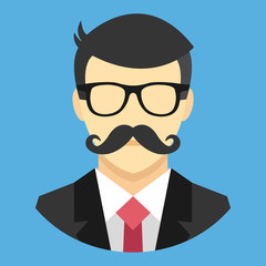Poster - Vector Man with Mustache in Business Suit Icon