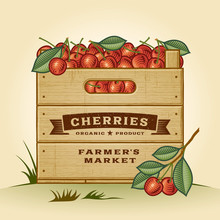 Retro Crate Of Cherries
