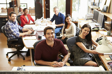 Sticker - Portrait Of Office Staff At Table In Architect's Office