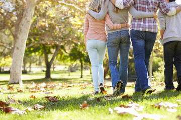 Wall Mural - Rear View Of Family Walking Through Autumn Woodland