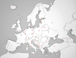 canvas print picture - 3D Europakarte mit Hauptstädten in weiß