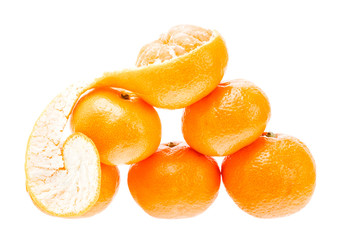 Wall Mural - Mandarin citrus isolated tangerine mandarine orange in heap on w