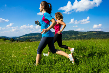 Young women running