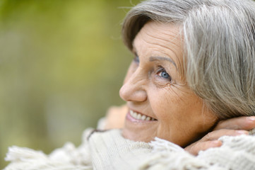 Wall Mural - Portrait of happy eldery woman